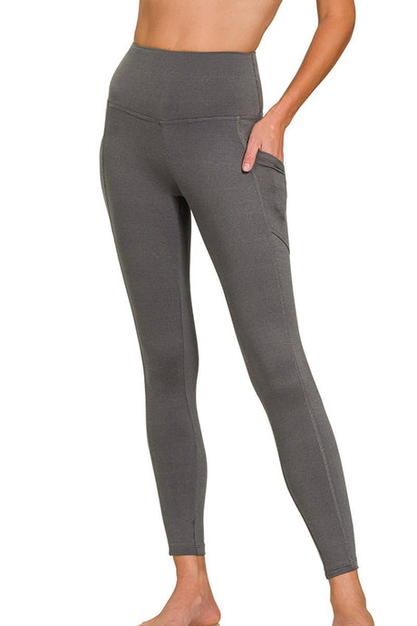 Zenana Game Plan Ash Gray Full Butter Leggings - Wholesale Accessory Market