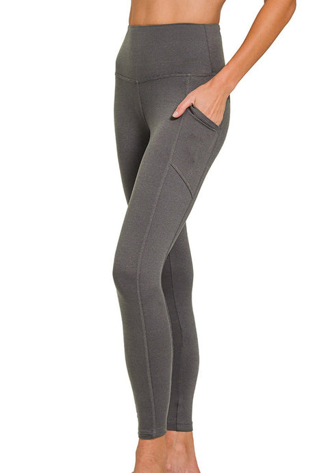 Zenana Game Plan Ash Gray Full Butter Leggings - Wholesale Accessory Market