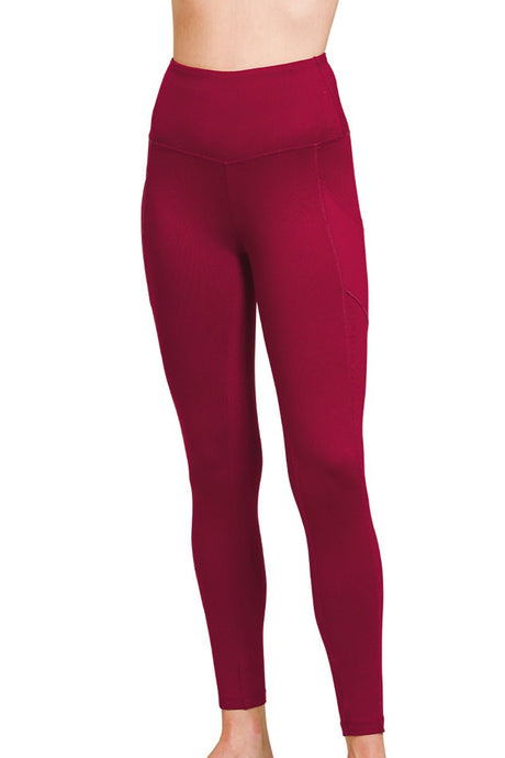 Zenana Game Plan Dark Burgundy Full Butter Leggings - Wholesale Accessory Market
