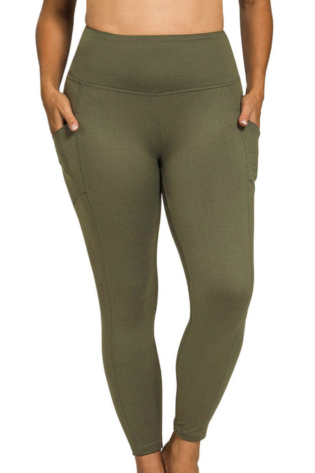 Zenana Plus Size Game Plan Dark Olive Full Butter Leggings - Wholesale Accessory Market
