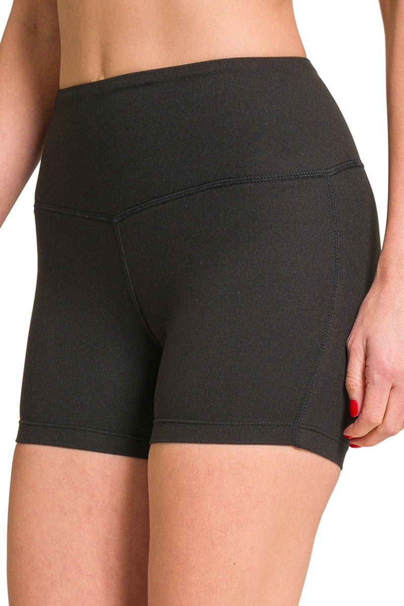 Zenana Peak Performance Black Brushed Biker Shorts - Wholesale Accessory Market