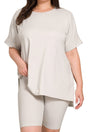 Zenana Plus Size Mellow Out Bone Brushed Microfiber Biker Shorts Set - Wholesale Accessory Market