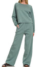 Zenana Chill Factor Ash Jade Fleece Raglan Pullover & Sweatpants Set - Wholesale Accessory Market