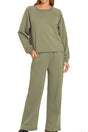 Zenana Chill Factor Light Olive Fleece Raglan Pullover & Sweatpants Set - Wholesale Accessory Market