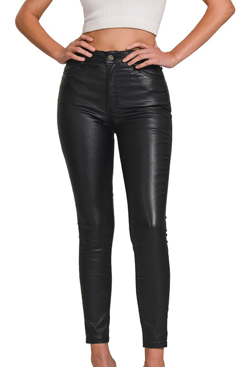 The Sandy Black Faux Leather Skinny Pants Wholesale Accessory Market