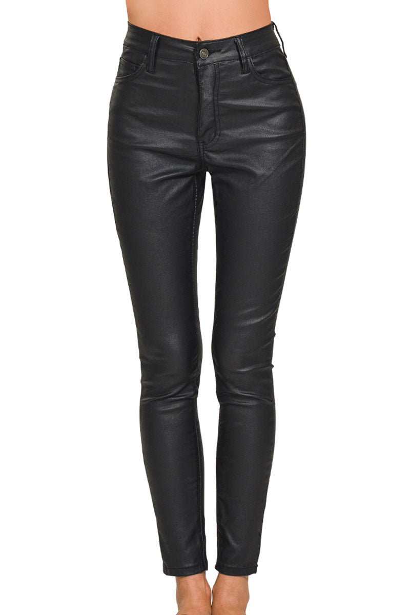 The Sandy Black Faux Leather Skinny Pants | Wholesale Accessory Market