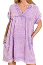 Zenana Summer's Calling Lavender Washed Gauze V - Neck Dress - Wholesale Accessory Market