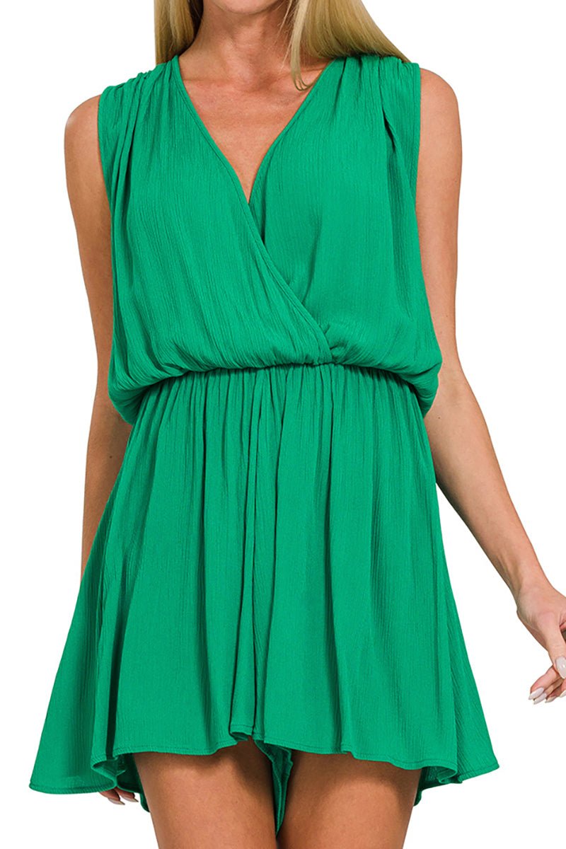 Carefree Spirit Kelly Green Draped Romper | Wholesale