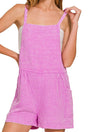 Zenana Knot Without Style Bright Mauve Washed Gauze Romper - Wholesale Accessory Market