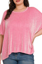 Zenana Plus Size Full Of Fun Hot Pink Oversized Striped Top - Wholesale Accessory Market