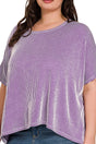 Zenana Plus Size Full Of Fun Violet Oversized Striped Top - Wholesale Accessory Market