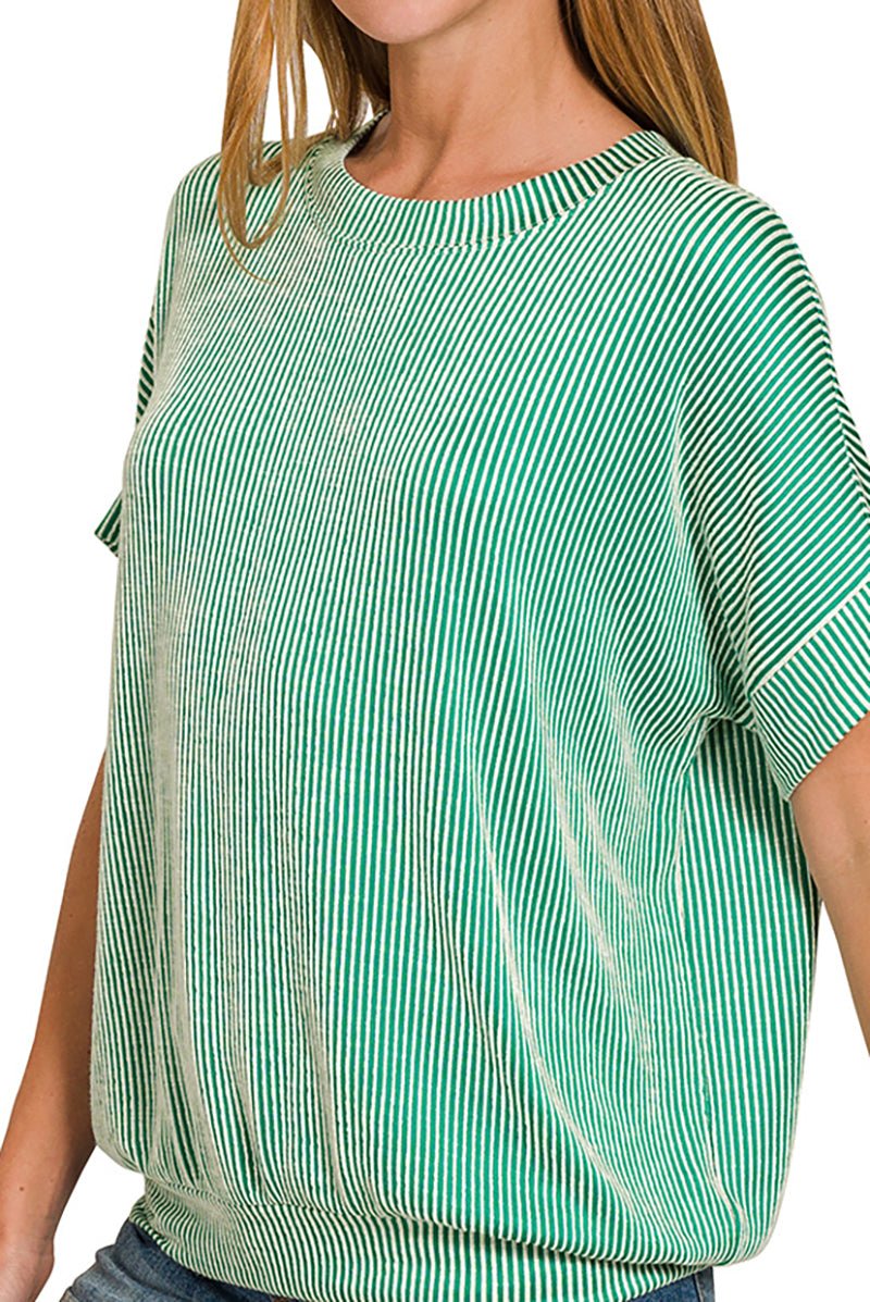 Zenana Seaside Daydreams Kelly Green Corded Rib Top - Wholesale Accessory Market