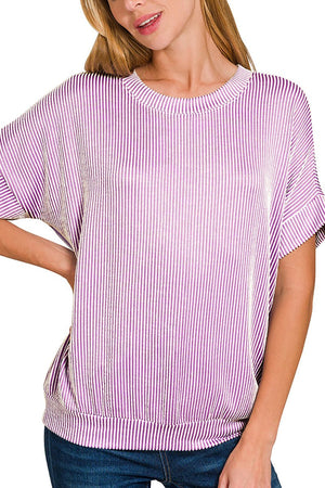 Zenana Seaside Daydreams Lavender Corded Rib Top - Wholesale Accessory Market