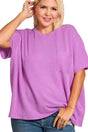 Zenana Plus Size Casual Cadence Spring Violet Raised Rib Knit Top - Wholesale Accessory Market