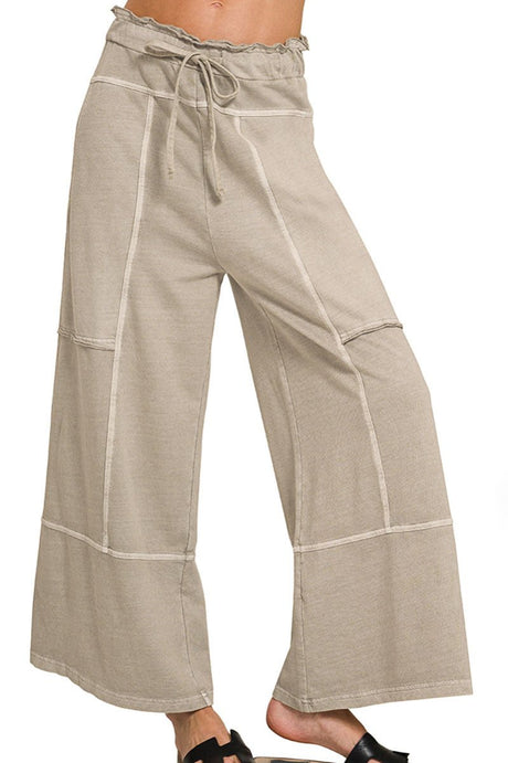 Zenana All Day Ease Ash Mocha French Terry Pants - Wholesale Accessory Market