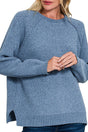 Zenana Perfectly You Dusty Blue Chenille Raglan Sweater - Wholesale Accessory Market