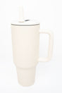 Zenana The Voyager Beige Flip Straw 40oz Tumbler - Wholesale Accessory Market