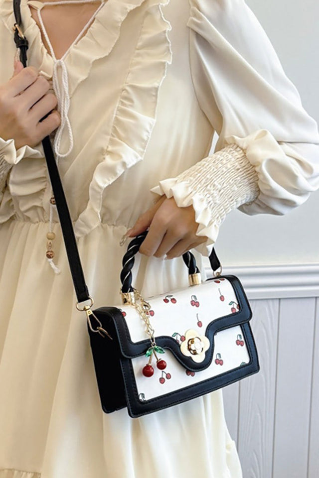 Zenana Cherry Sweet Black Trimmed Faux Leather Handbag - Wholesale Accessory Market
