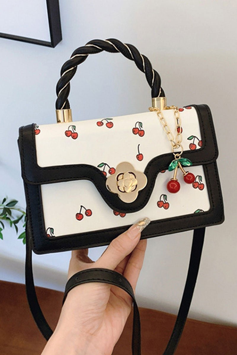 Zenana Cherry Sweet Black Trimmed Faux Leather Handbag - Wholesale Accessory Market