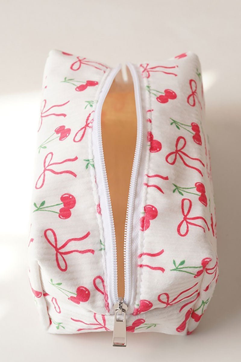 Zenana Sweet Cherry Bow Cosmetic Pouch - Wholesale Accessory Market