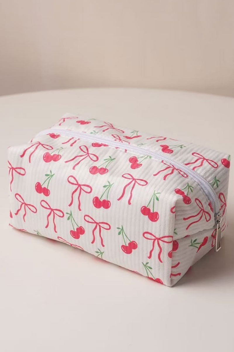 Zenana Sweet Cherry Bow Cosmetic Pouch - Wholesale Accessory Market
