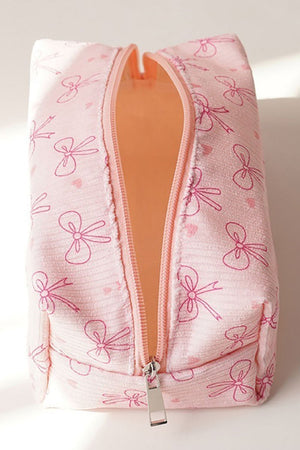 Zenana Coquette Charm Pink Cosmetic Pouch - Wholesale Accessory Market