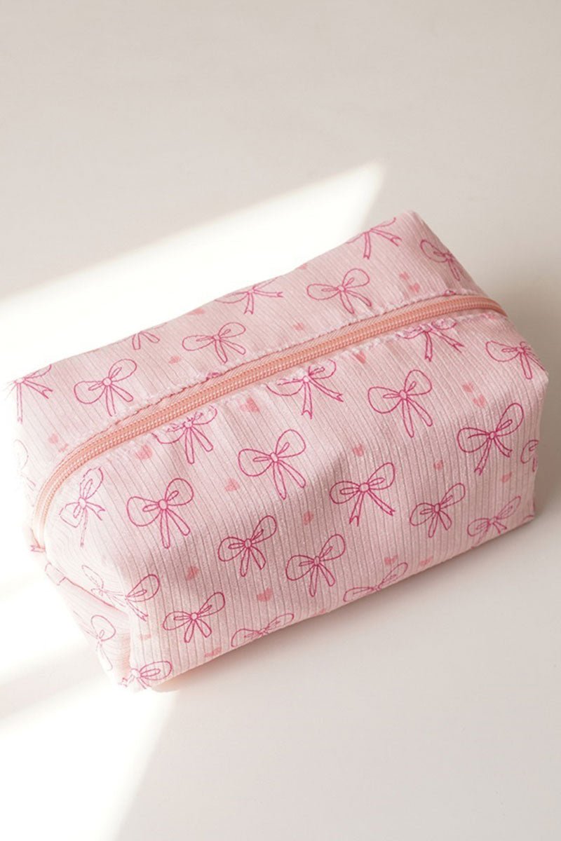 Zenana Coquette Charm Pink Cosmetic Pouch - Wholesale Accessory Market