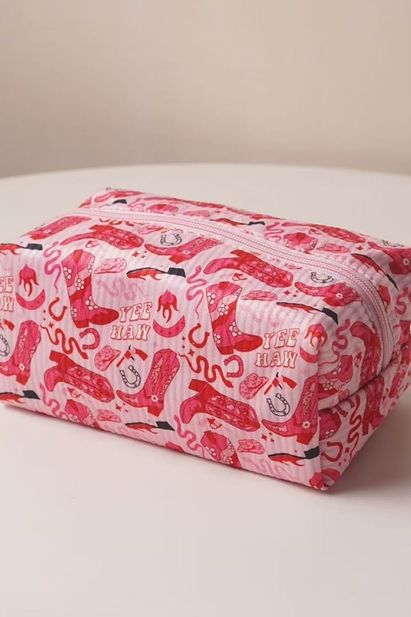 Zenana Cowgirl Glam Up Pink Cosmetic Pouch - Wholesale Accessory Market