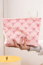 Zenana Pretty Little Bows Pink Cosmetic Clutch Bag - Wholesale Accessory Market