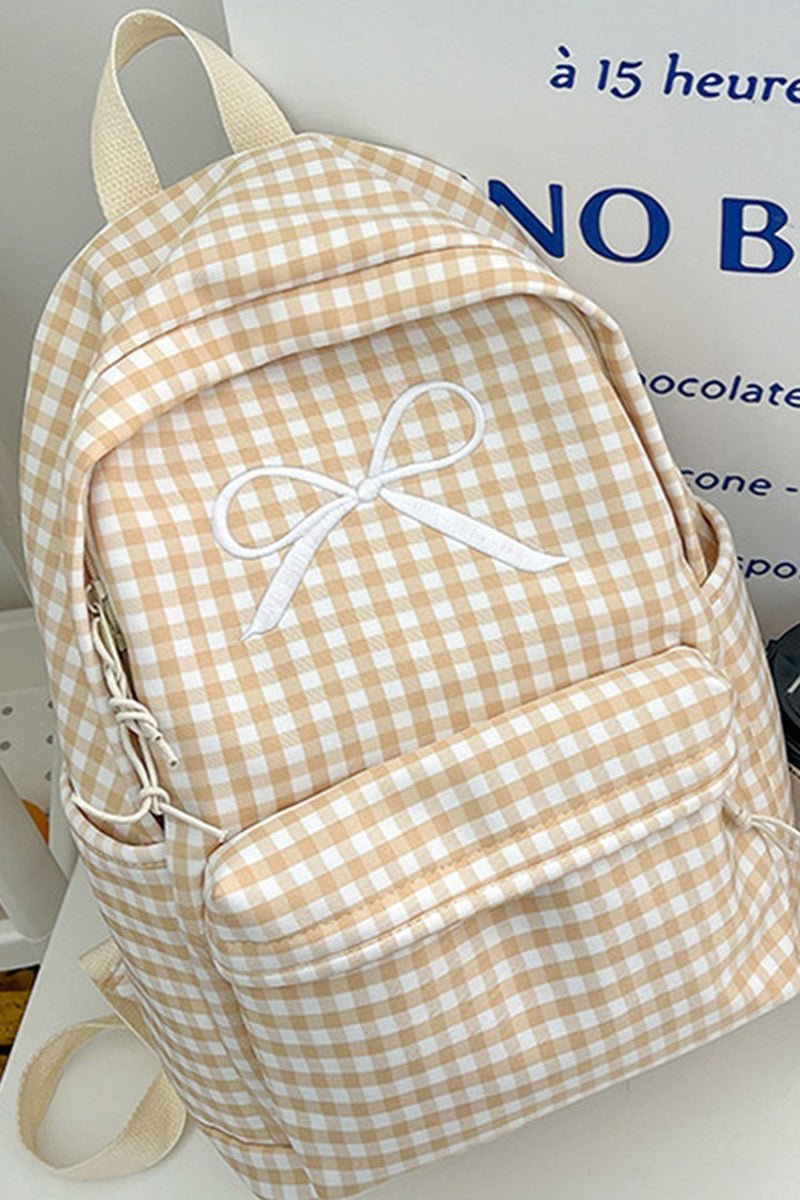 Zenana Beige Check Me Out Coquette Backpack - Wholesale Accessory Market