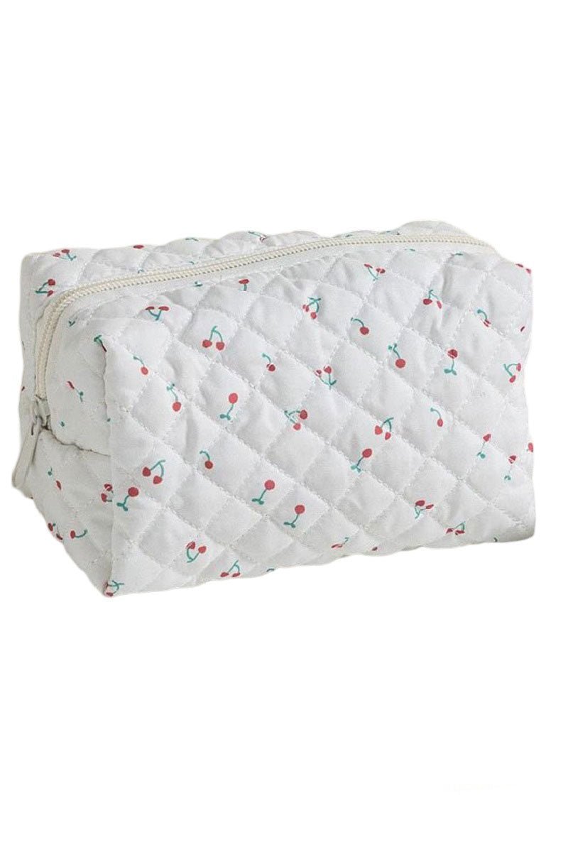 Zenana Sweet Cherry Kiss Quilted Cosmetic Pouch - Wholesale Accessory Market