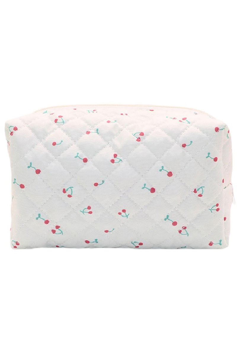 Zenana Sweet Cherry Kiss Quilted Cosmetic Pouch - Wholesale Accessory Market