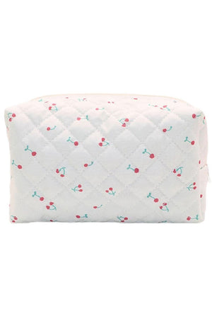Zenana Sweet Cherry Kiss Quilted Cosmetic Pouch - Wholesale Accessory Market