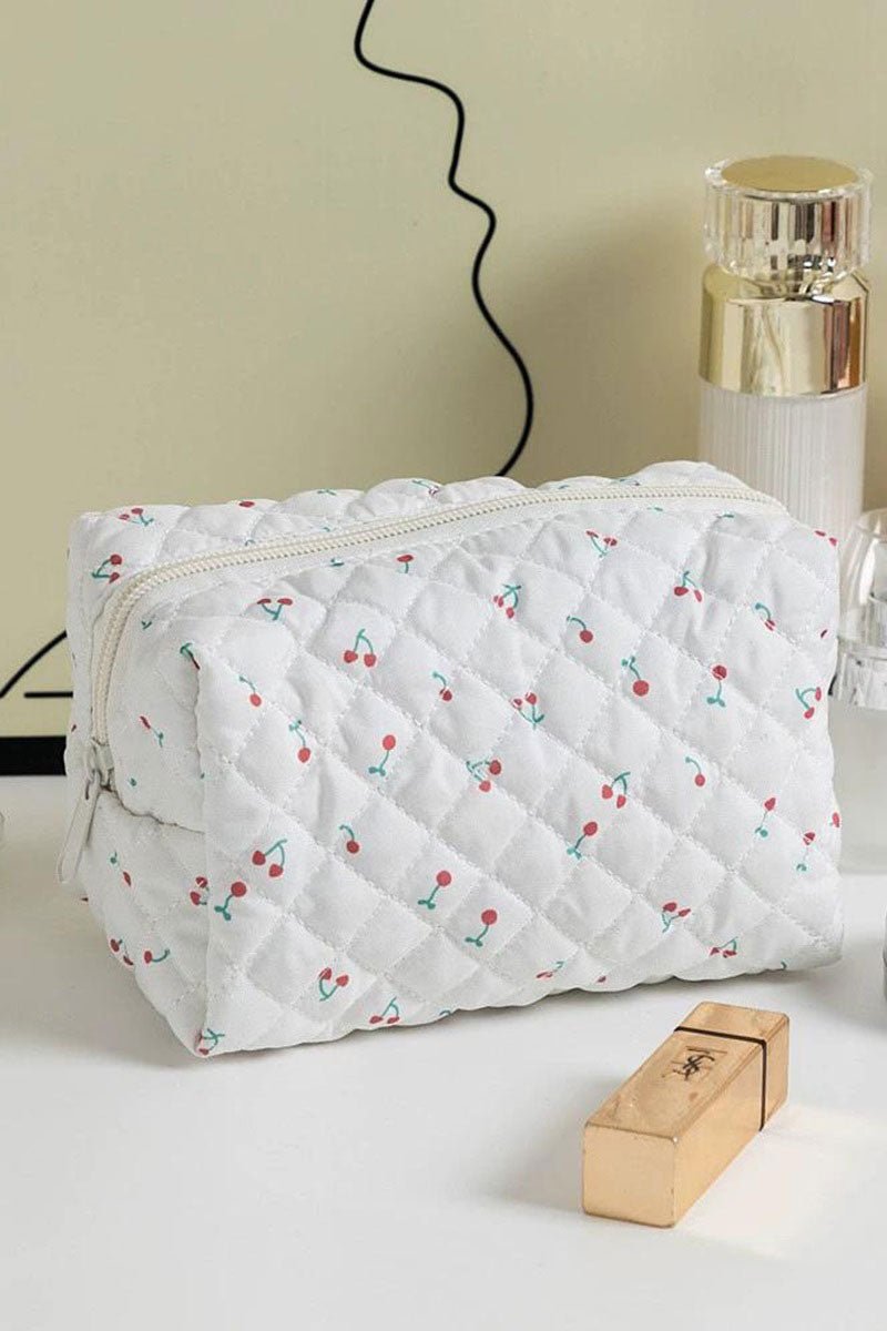 Zenana Sweet Cherry Kiss Quilted Cosmetic Pouch - Wholesale Accessory Market