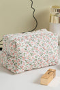 Zenana Pink Garden Petals Quilted Cosmetic Pouch - Wholesale Accessory Market