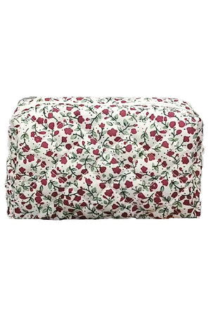 Zenana Red Garden Blooms Quilted Cosmetic Pouch - Wholesale Accessory Market