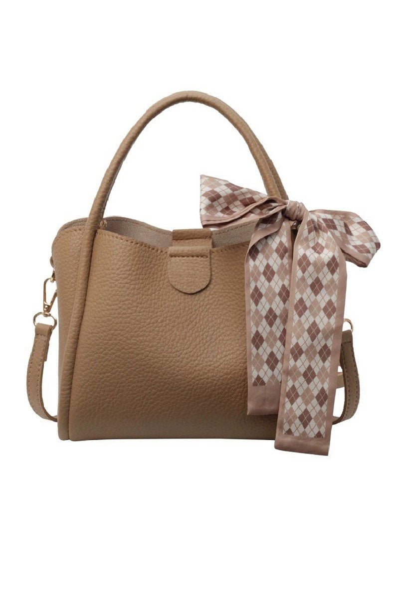 Zenana Tie Things Together Ash Mocha Faux Leather Tote - Wholesale Accessory Market