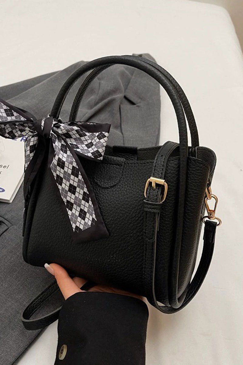 Zenana Tie Things Together Black Faux Leather Tote - Wholesale Accessory Market