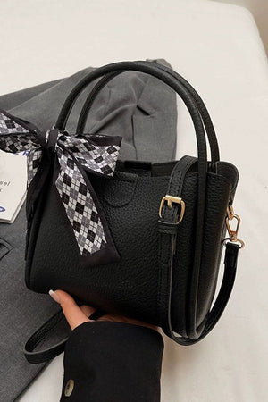 Zenana Tie Things Together Black Faux Leather Tote - Wholesale Accessory Market