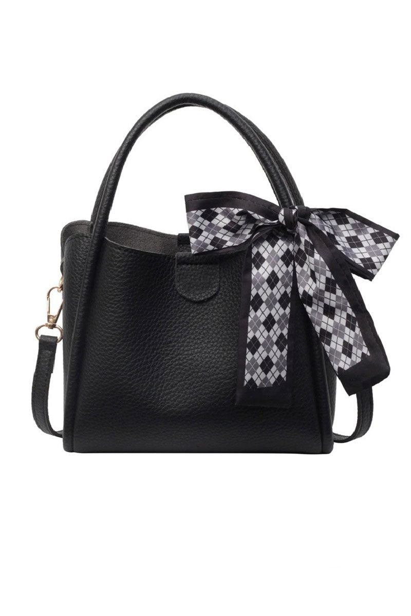 Zenana Tie Things Together Black Faux Leather Tote - Wholesale Accessory Market