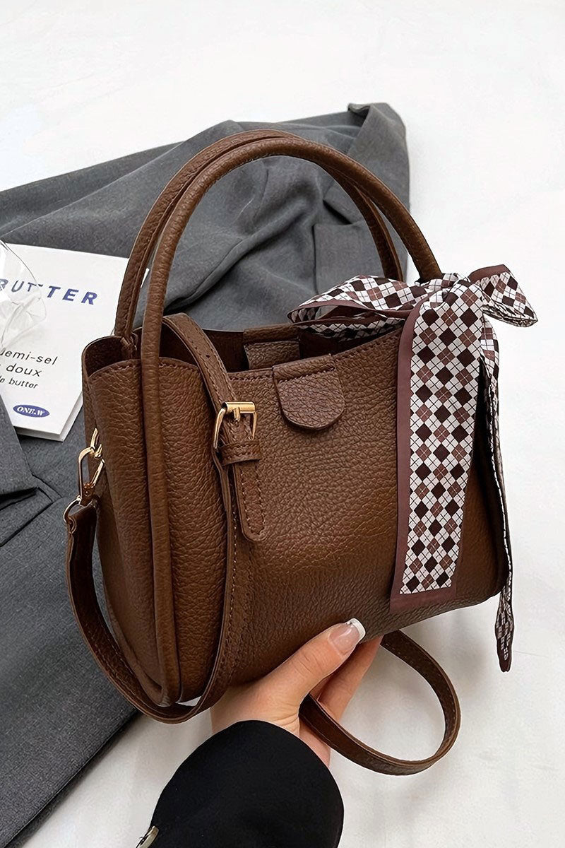 Zenana Tie Things Together Brown Faux Leather Tote - Wholesale Accessory Market