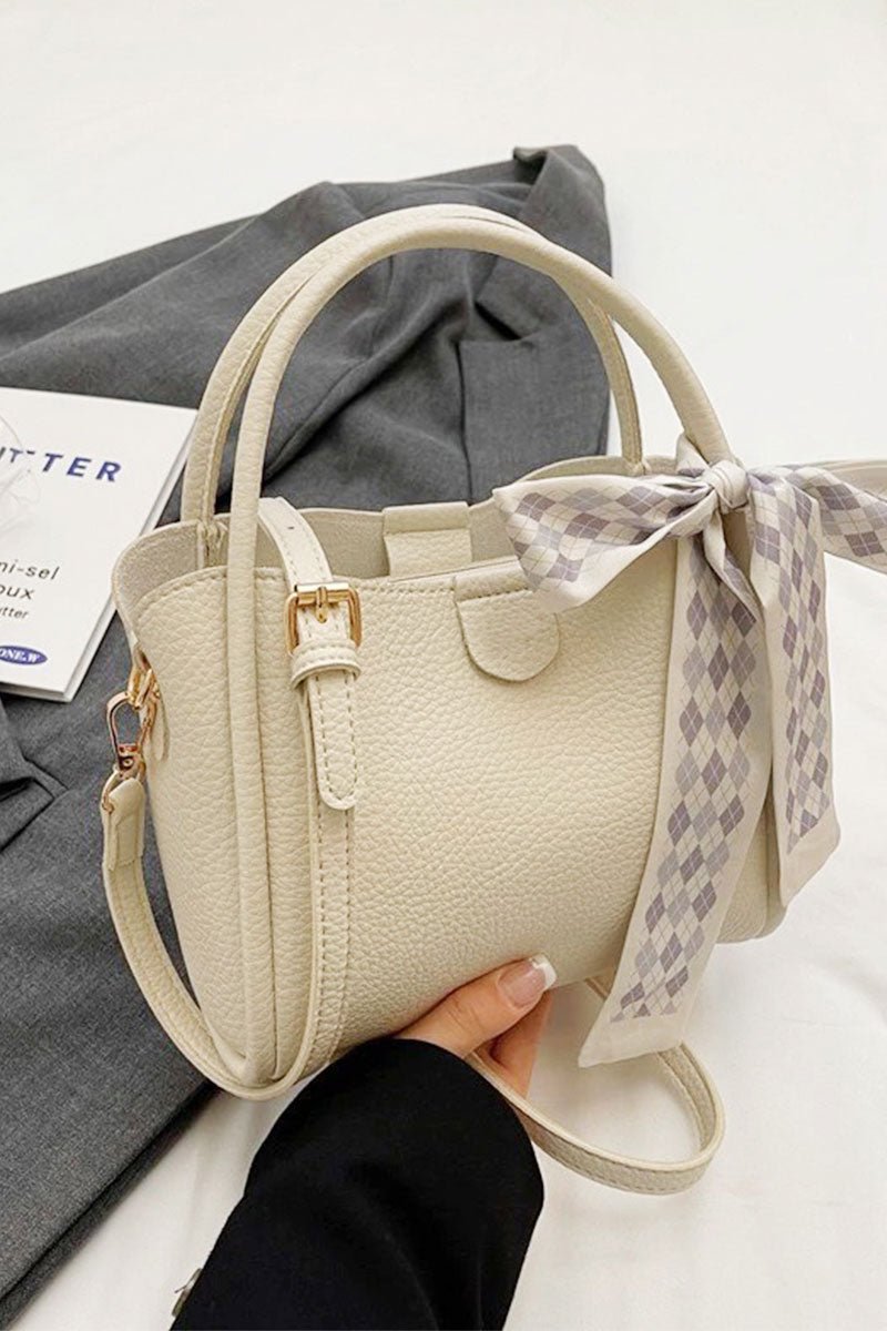Zenana Tie Things Together Ivory Faux Leather Tote - Wholesale Accessory Market