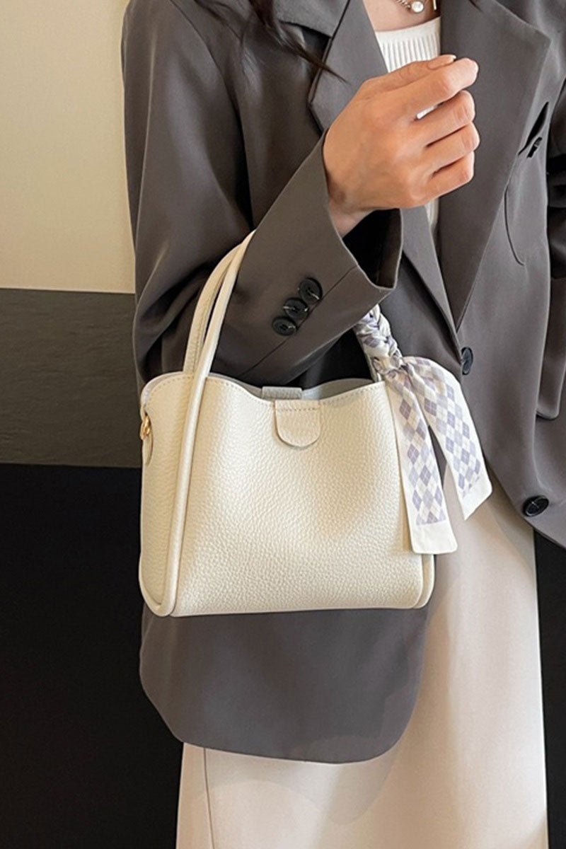 Zenana Tie Things Together Ivory Faux Leather Tote - Wholesale Accessory Market
