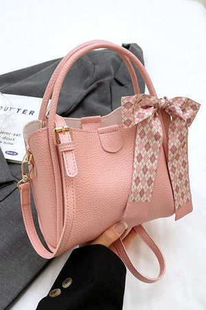Zenana Tie Things Together Pink Faux Leather Tote - Wholesale Accessory Market