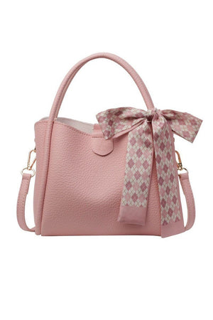 Zenana Tie Things Together Pink Faux Leather Tote - Wholesale Accessory Market