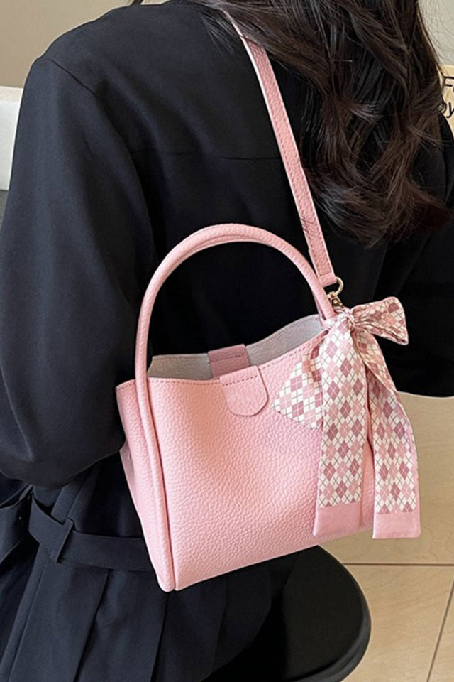 Zenana Tie Things Together Pink Faux Leather Tote - Wholesale Accessory Market