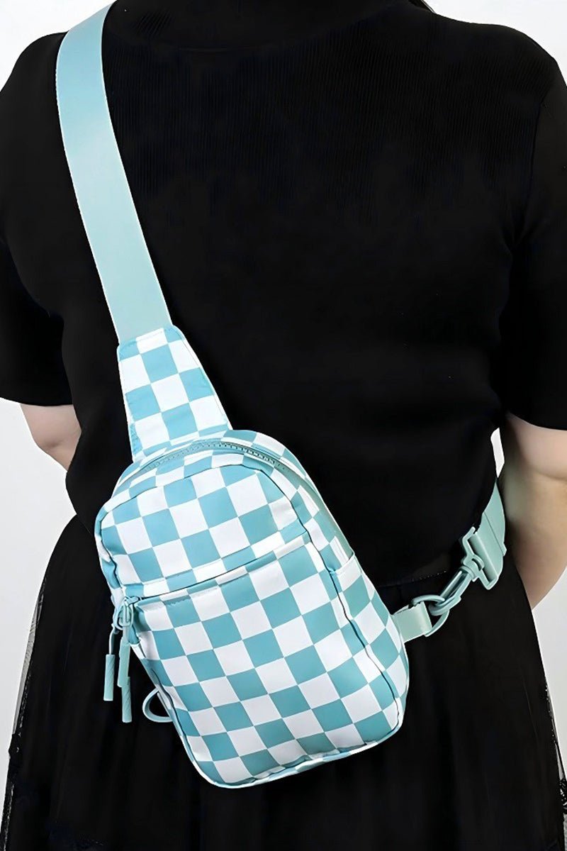 Zenana The Mini Escape Blue Checkered Sling Bag - Wholesale Accessory Market