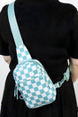 Zenana The Mini Escape Blue Checkered Sling Bag - Wholesale Accessory Market