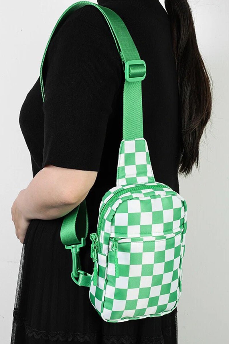 Zenana The Mini Escape Green Checkered Sling Bag - Wholesale Accessory Market
