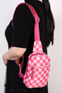 Zenana The Mini Escape Hot Pink Checkered Sling Bag - Wholesale Accessory Market